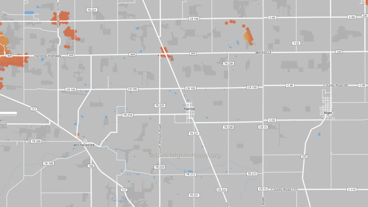 Bike Grade map of Harrod, OH