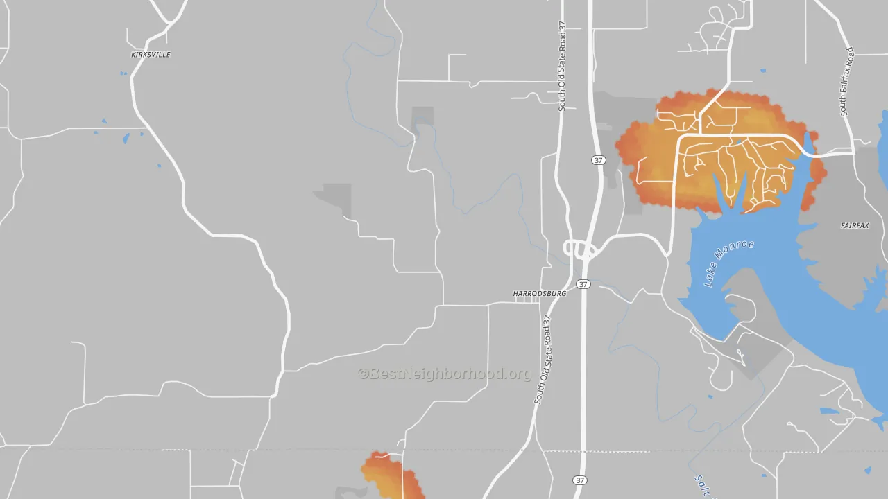 Bike Grade map of Harrodsburg, IN