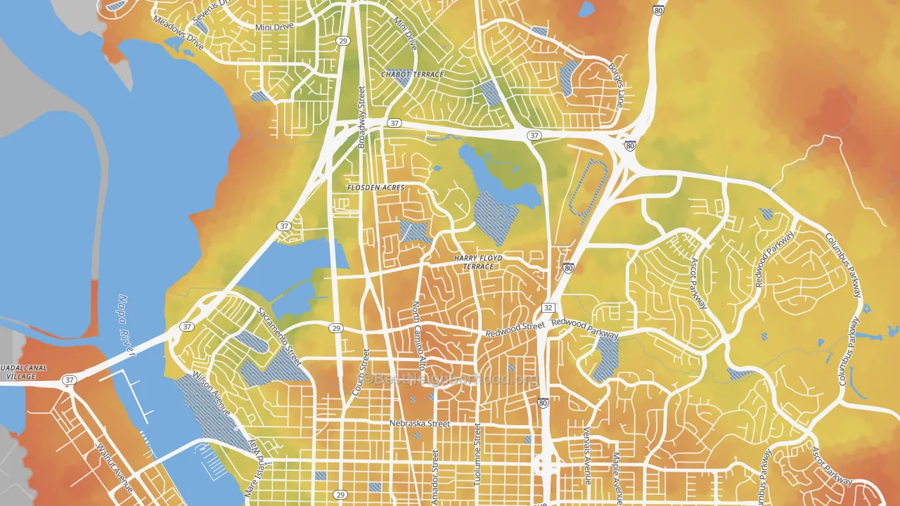Bike Grade map of Harry Floyd Terrace, Vallejo, CA