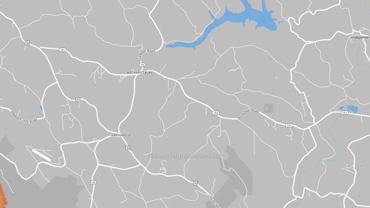 Bike Grade map of Harshaville, PA