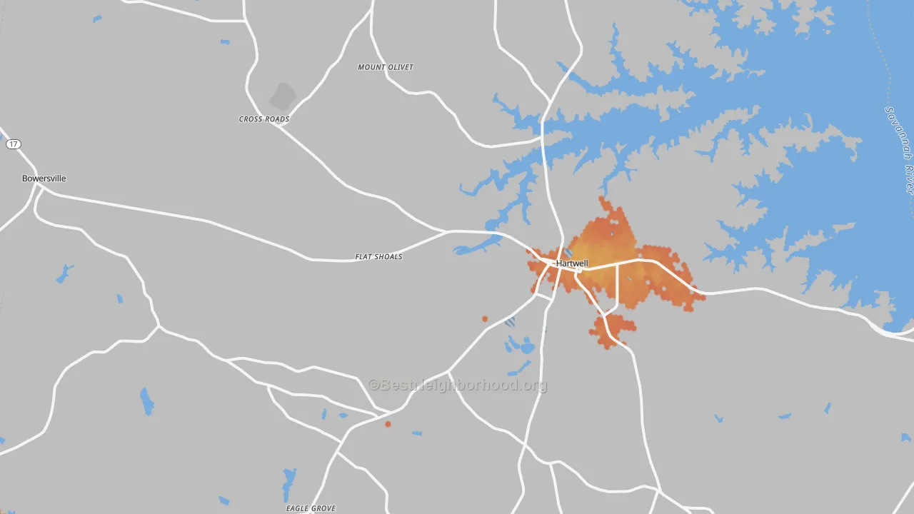 Bike Grade map of Hart County, GA