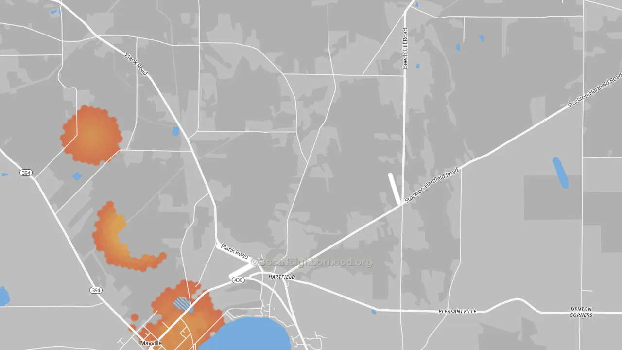Bike Grade map of Hartfield, NY