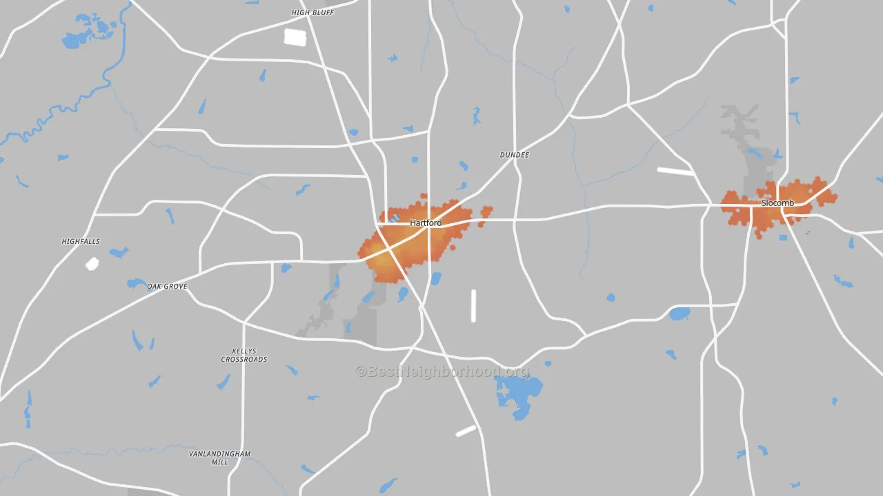 Bike Grade map of Hartford, AL