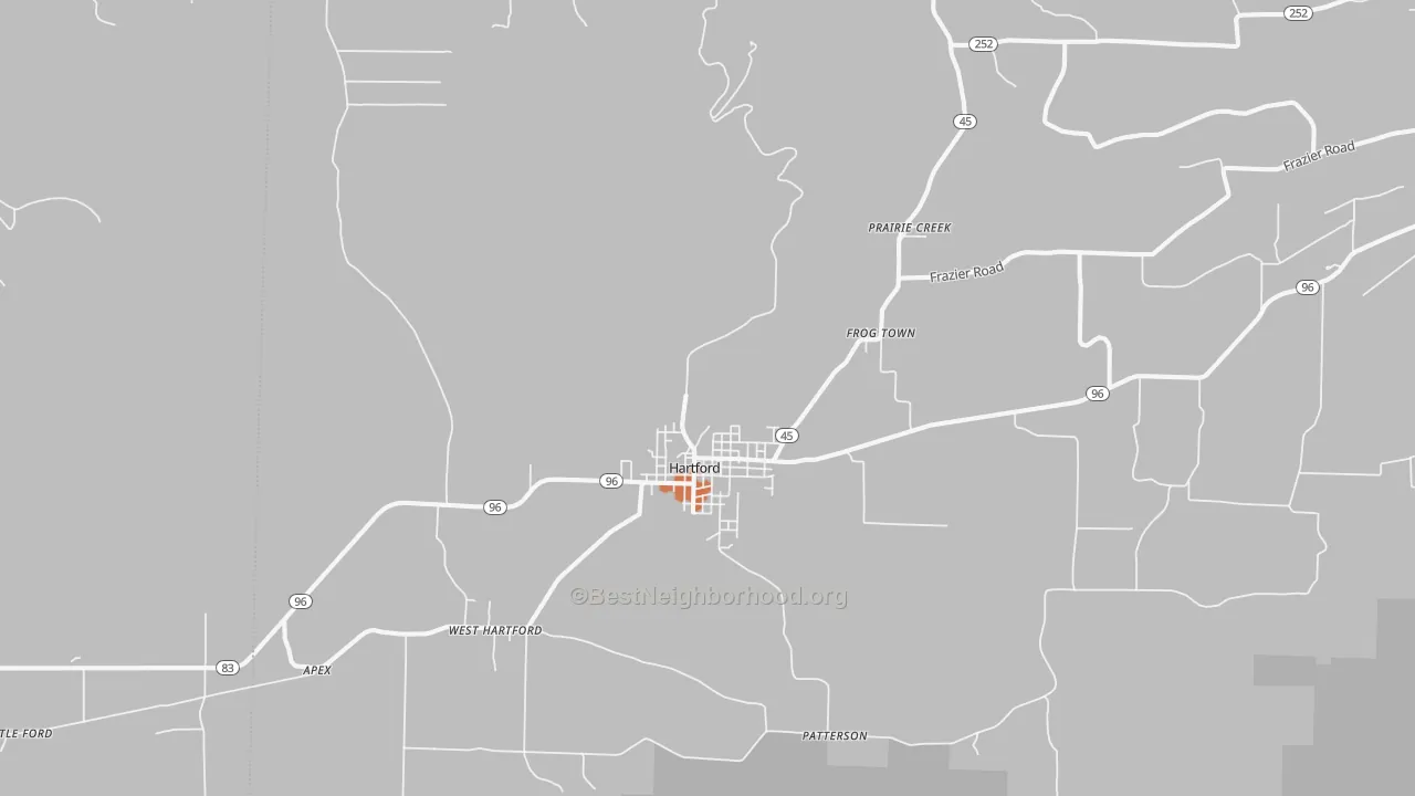 Bike Grade map of Hartford, AR