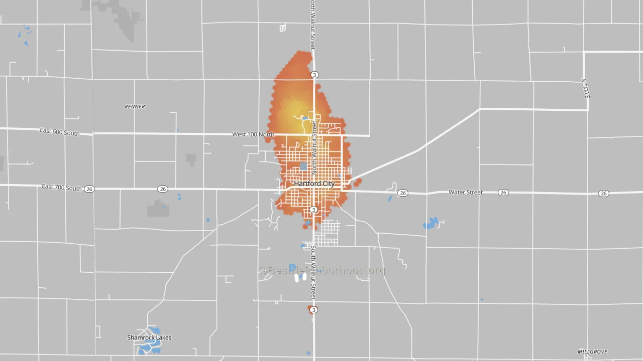 Bike Grade map of Hartford City, IN