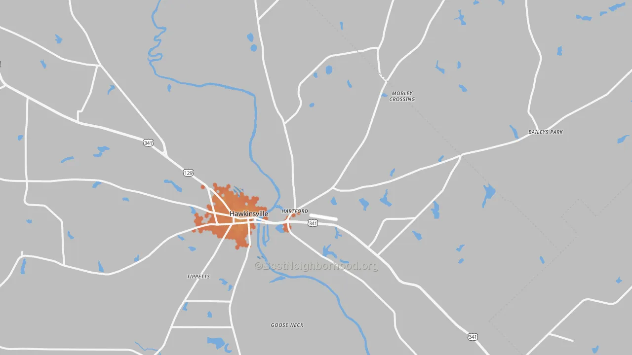 Bike Grade map of Hartford, GA