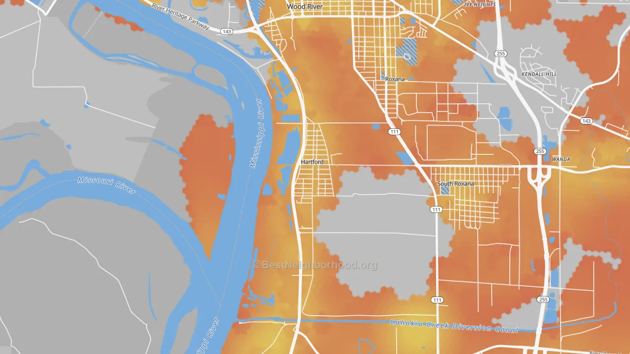 Bike Grade map of Hartford, IL