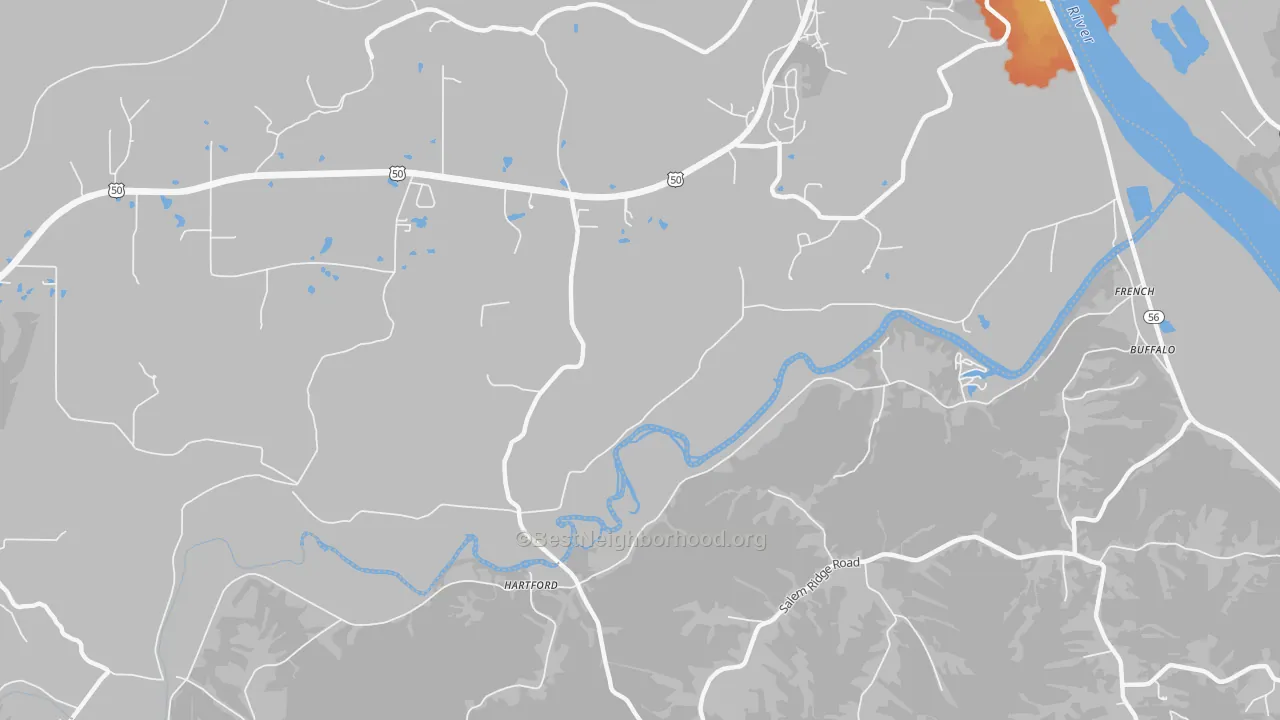 Bike Grade map of Hartford, IN