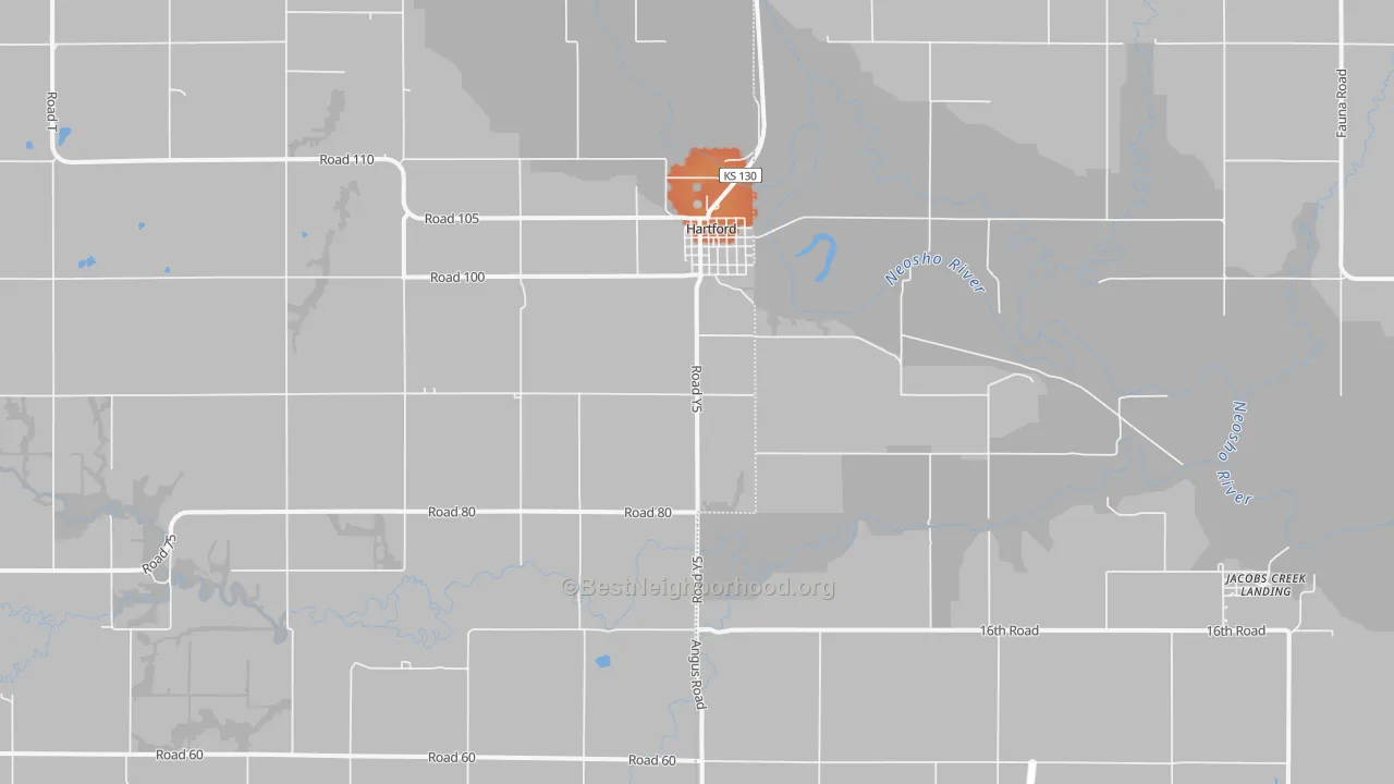 Bike Grade map of Hartford, KS