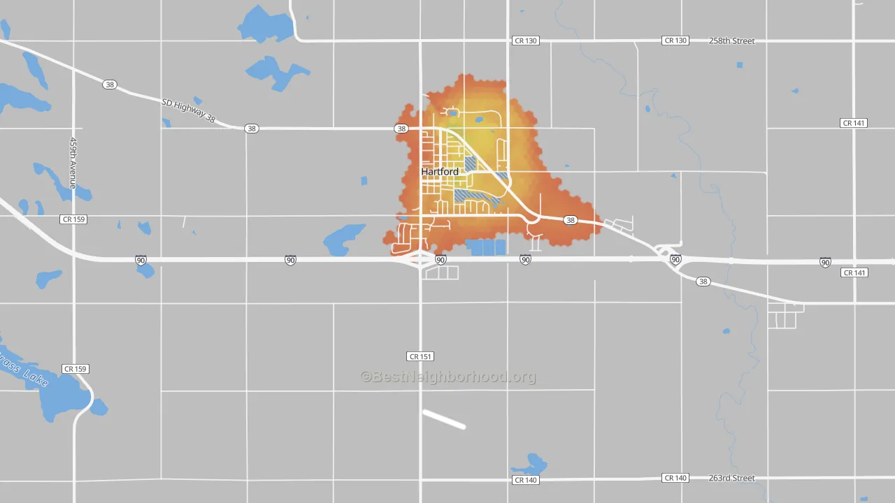 Bike Grade map of Hartford, SD