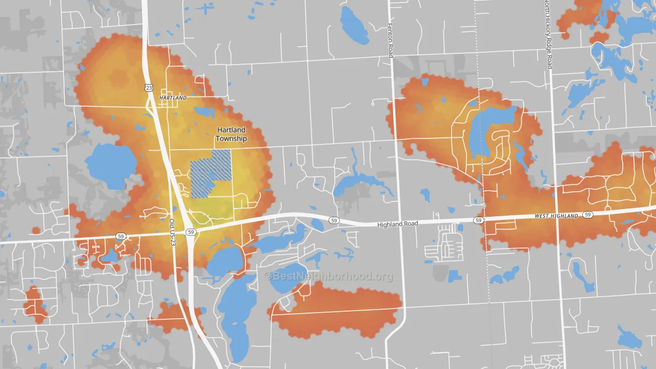 Bike Grade map of Hartland, MI