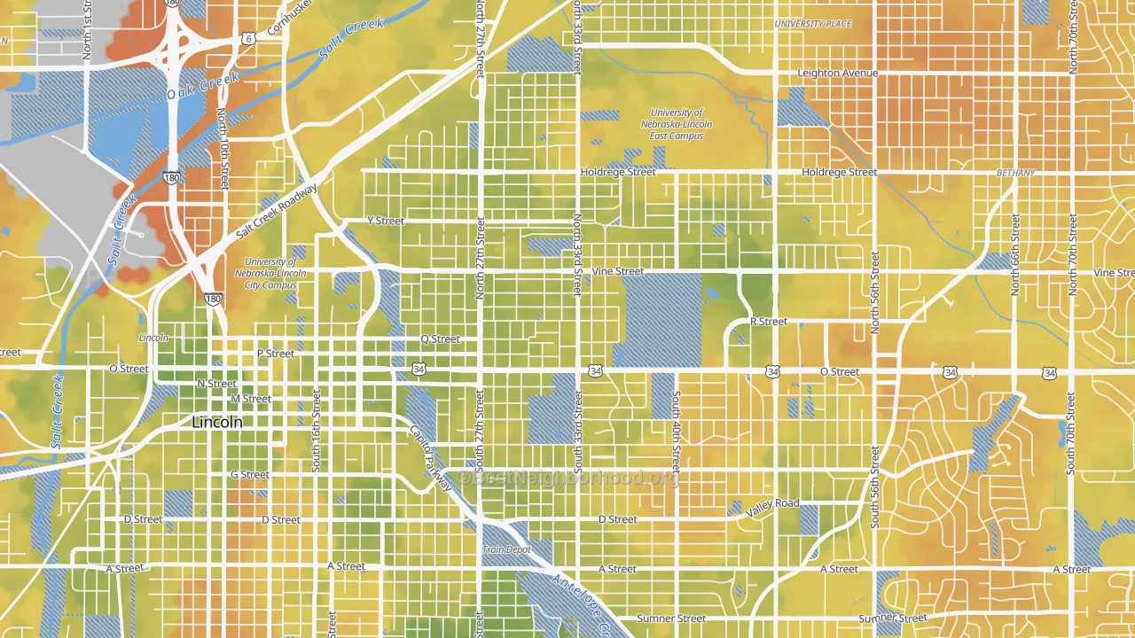 Bike Grade map of Hartley, Lincoln, NE