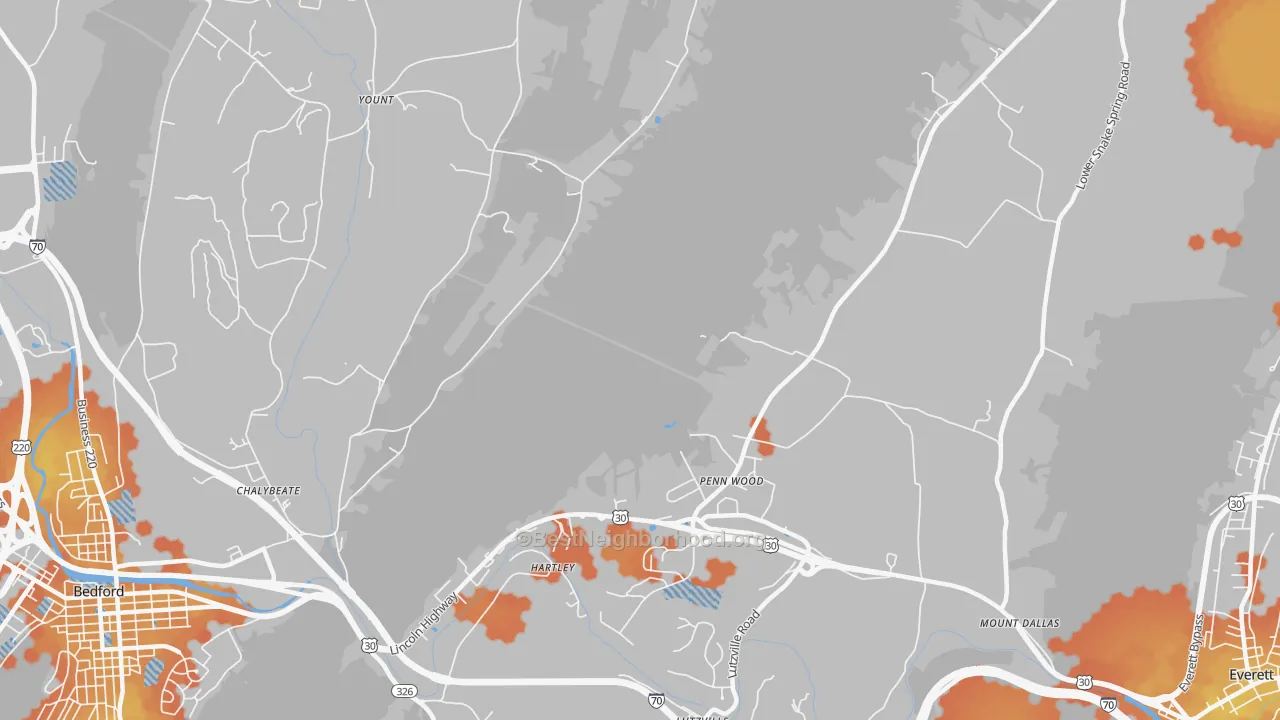 Bike Grade map of Hartley, PA