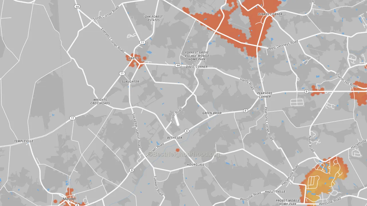 Bike Grade map of Hartly, DE