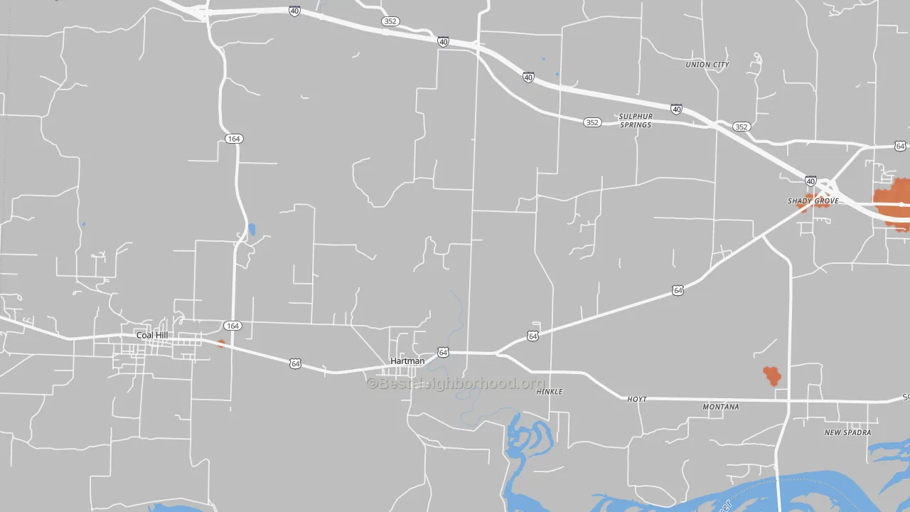 Bike Grade map of Hartman, AR
