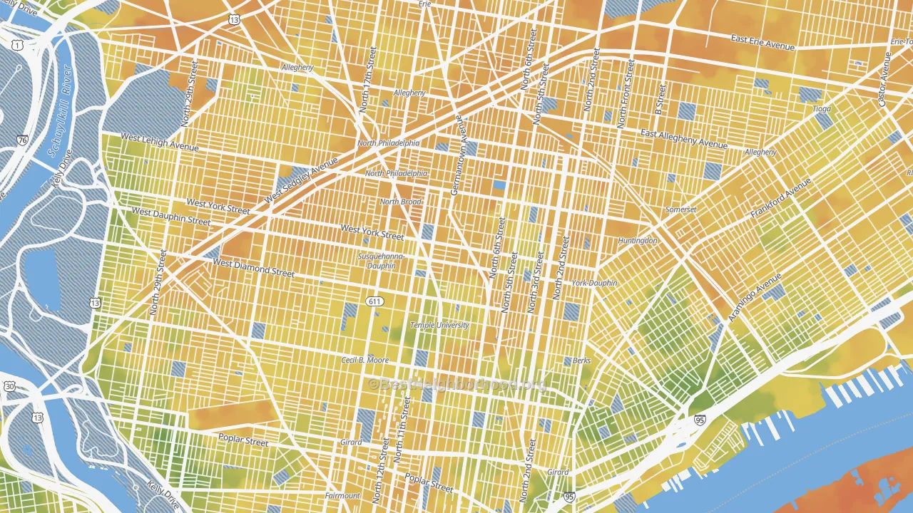 Bike Grade map of Hartranft, Philadelphia, PA