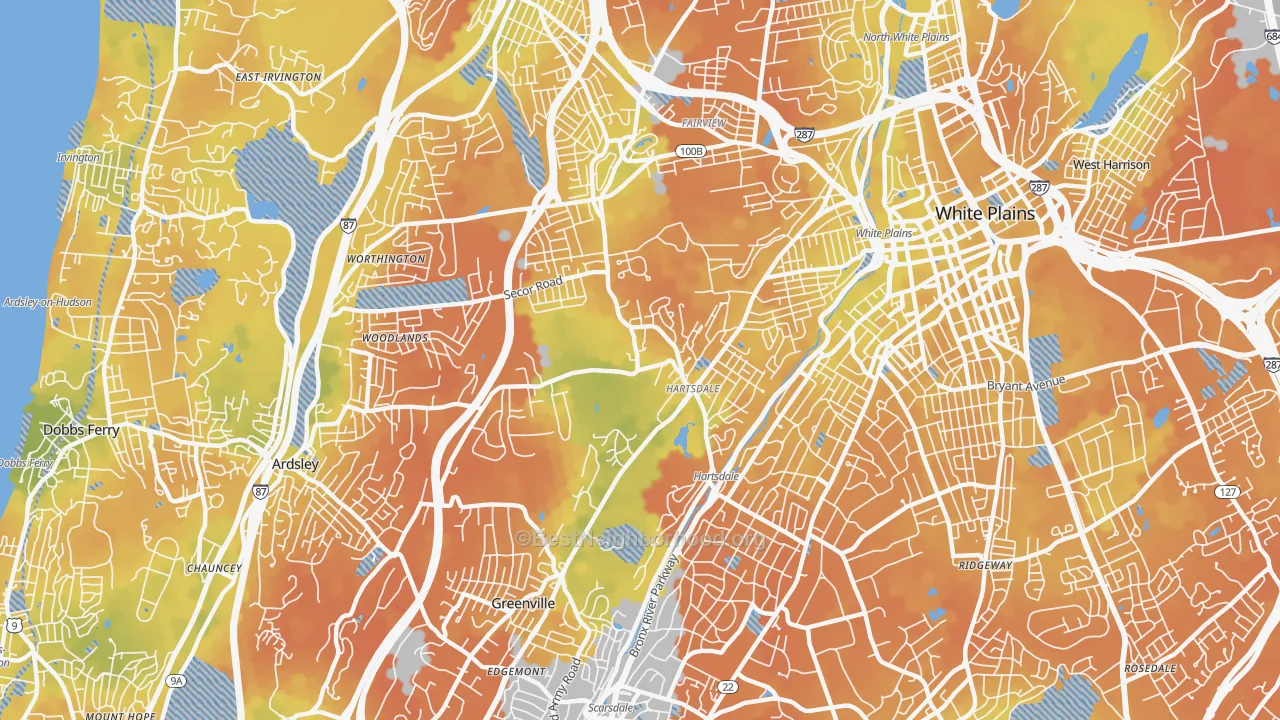 Bike Grade map of Hartsdale, NY