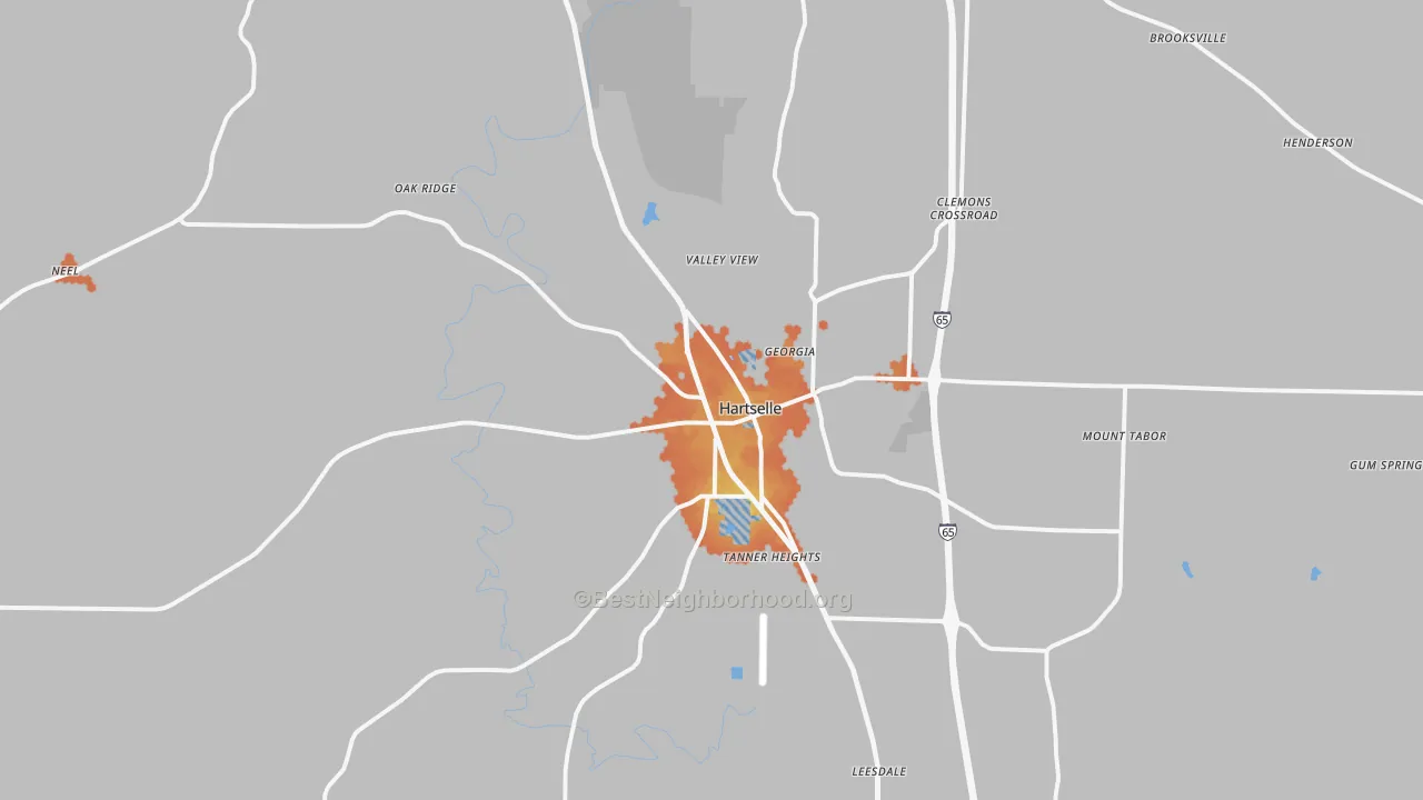 Bike Grade map of Hartselle, AL