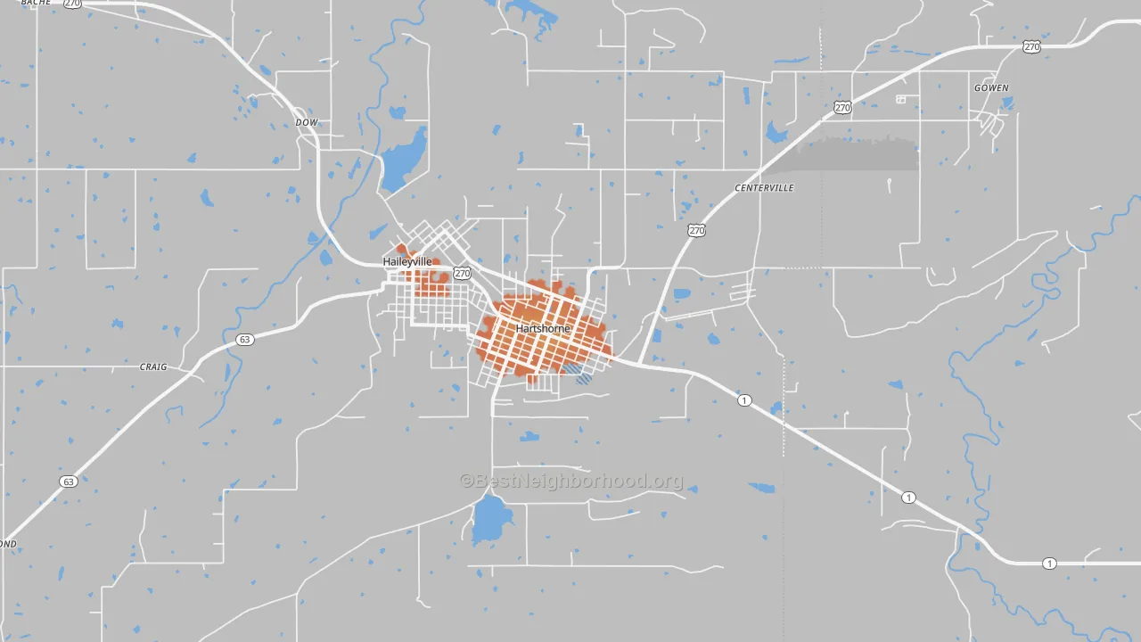 Bike Grade map of Hartshorne, OK