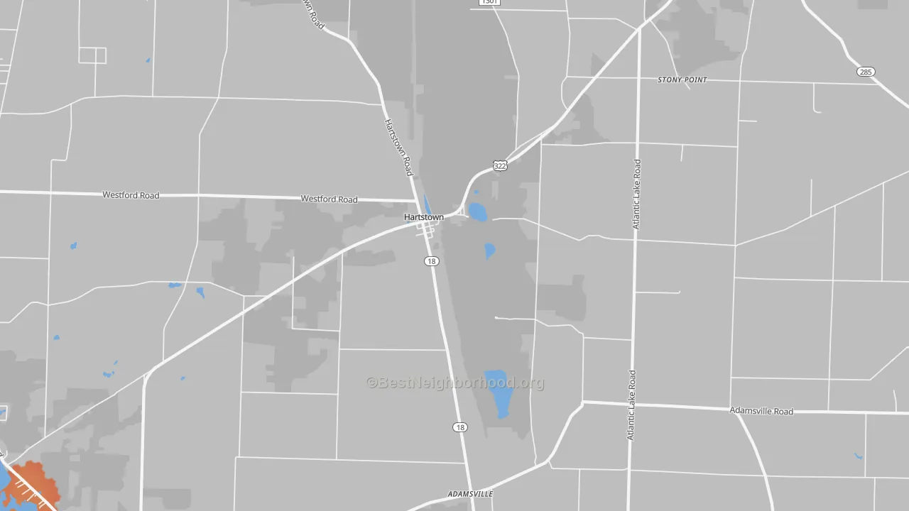 Bike Grade map of Hartstown, PA
