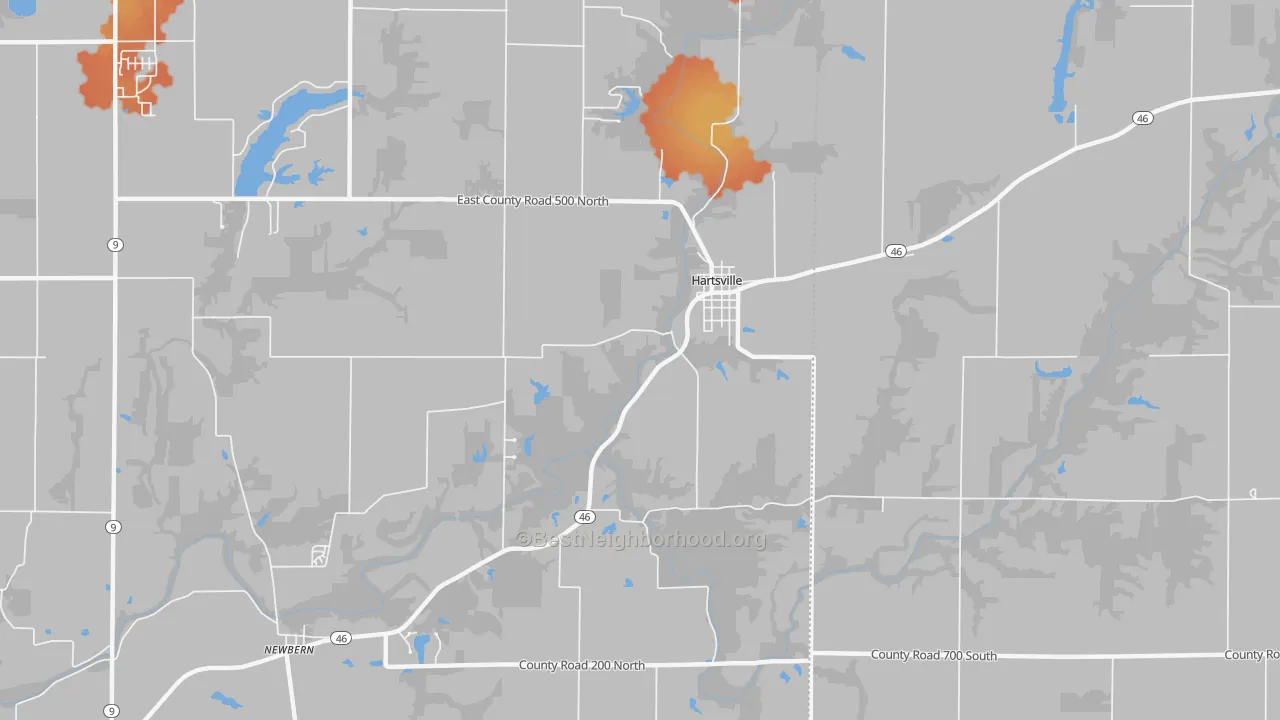 Bike Grade map of Hartsville, IN