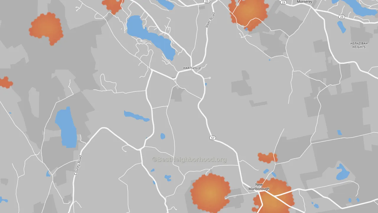 Bike Grade map of Hartsville, MA