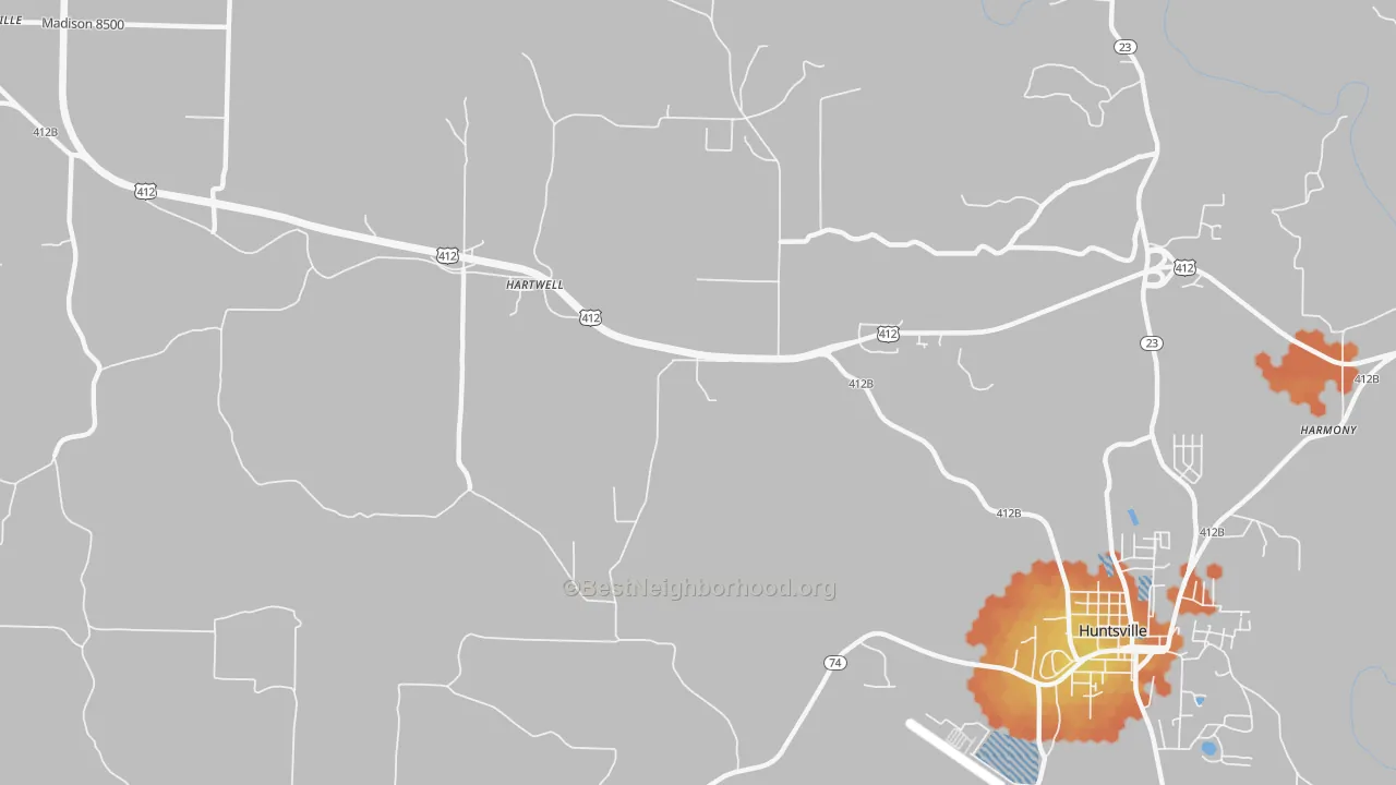 Bike Grade map of Hartwell, AR