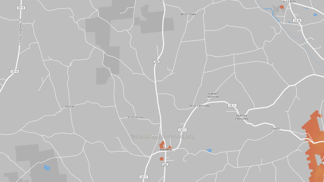 Bike Grade map of Hartwick, NY