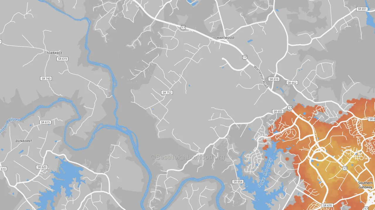 Bike Grade map of Hartwood, VA