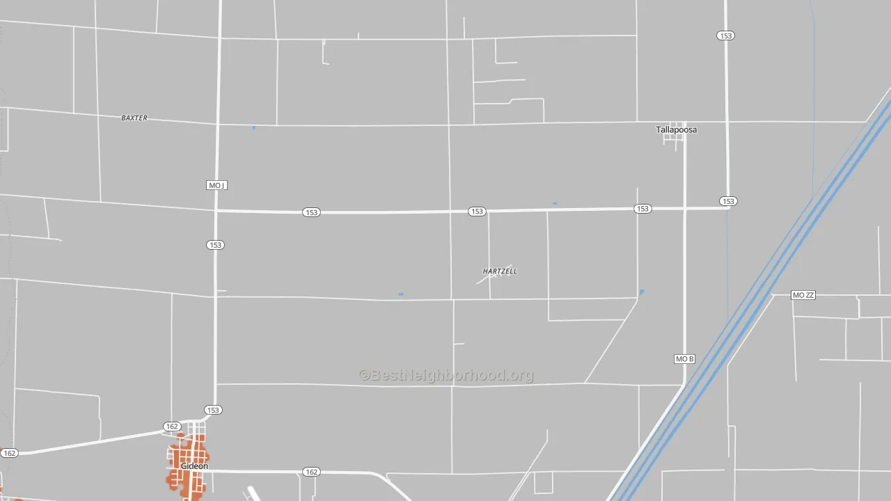 Bike Grade map of Hartzell, MO