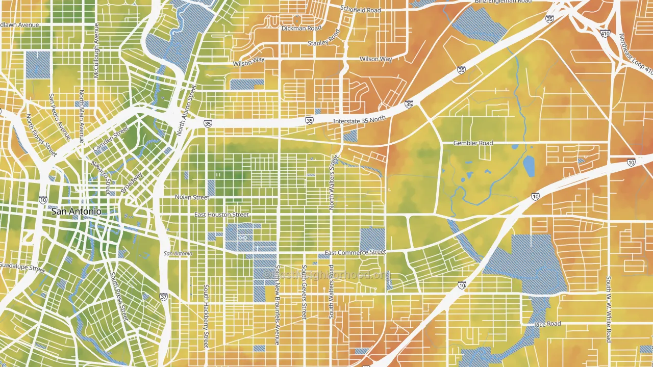 Bike Grade map of Harvard Place-Eastlawn, San Antonio, TX