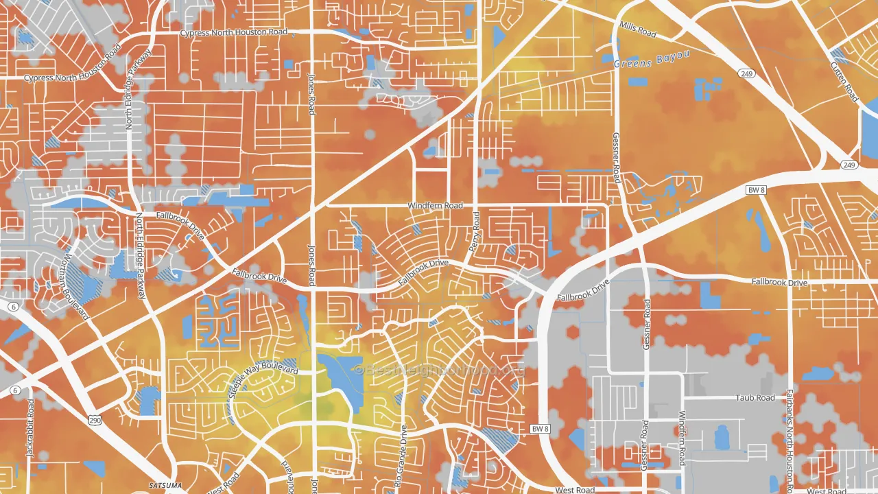 Bike Grade map of Harvest Bend, Houston, TX