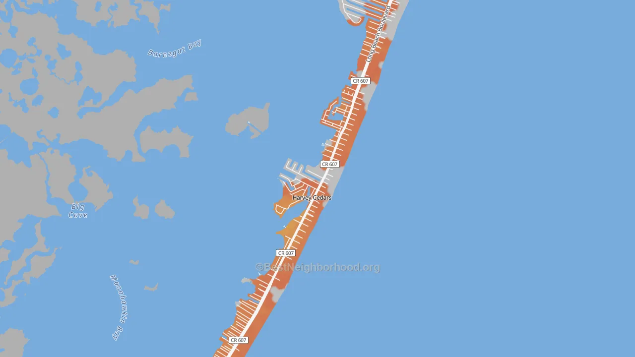 Bike Grade map of Harvey Cedars, NJ
