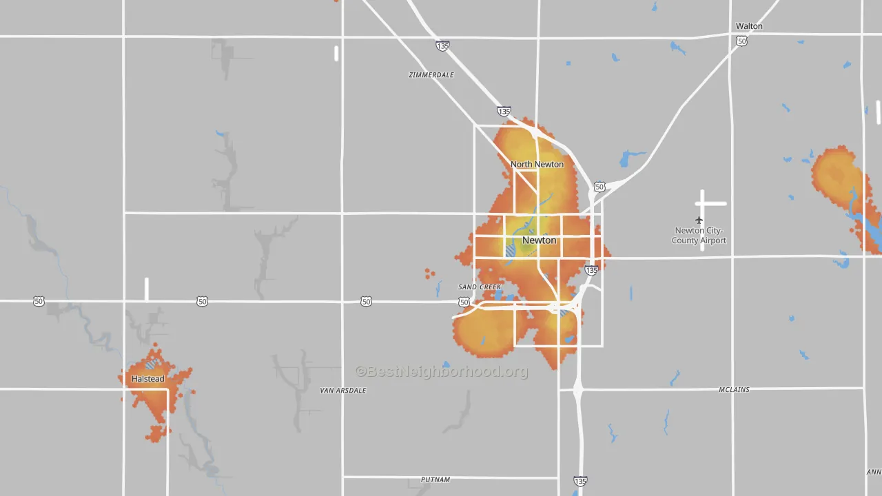Bike Grade map of Harvey County, KS