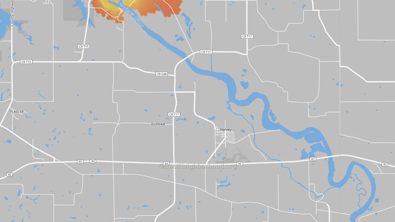 Bike Grade map of Harvey, IA