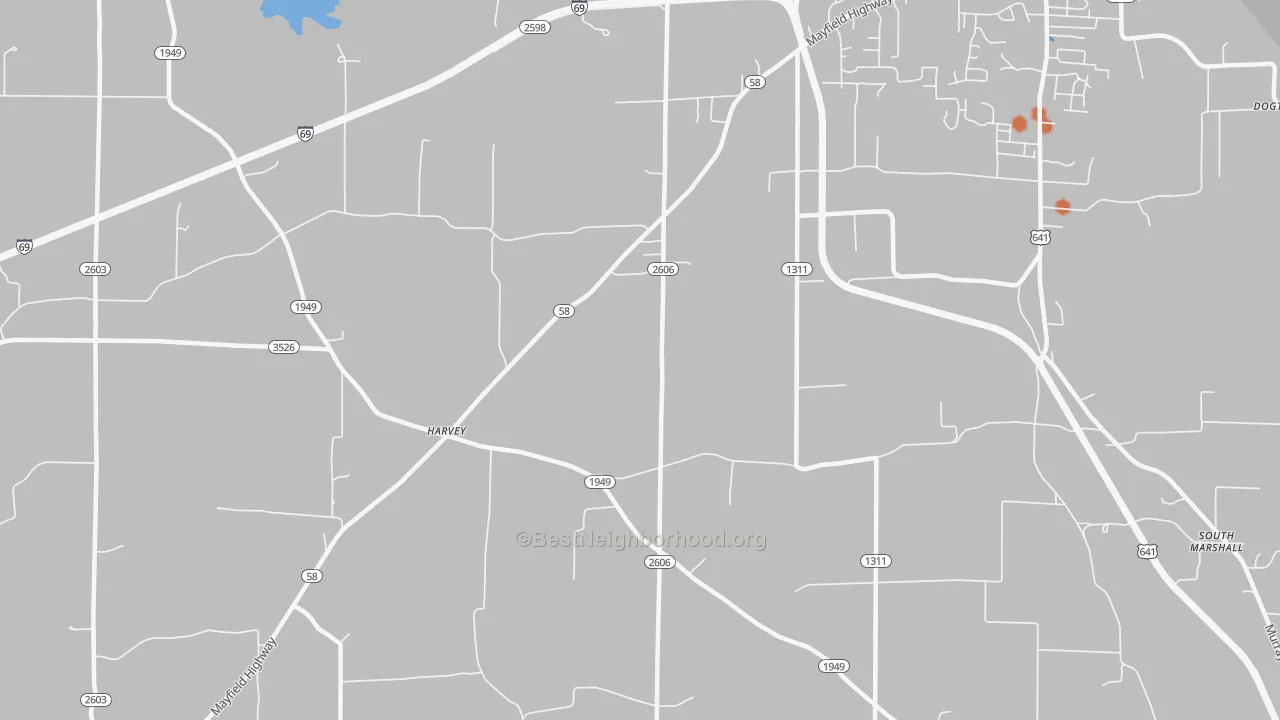 Bike Grade map of Harvey, KY