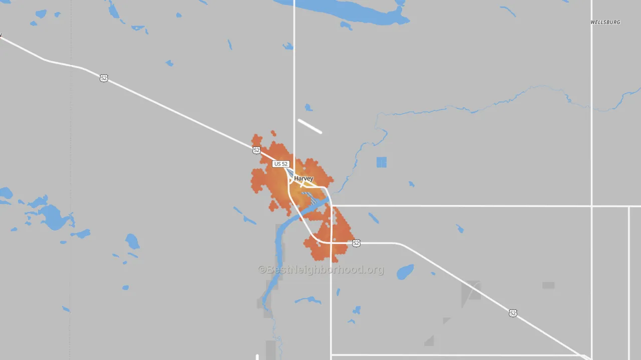 Bike Grade map of Harvey, ND