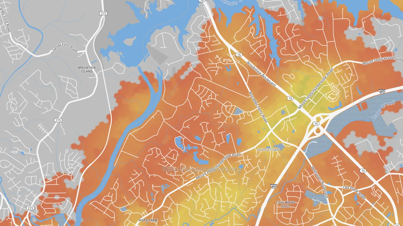 Bike Grade map of Harwood Lane, Charlotte, NC