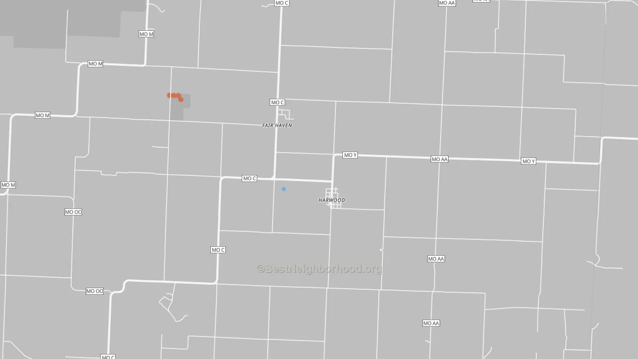 Bike Grade map of Harwood, MO