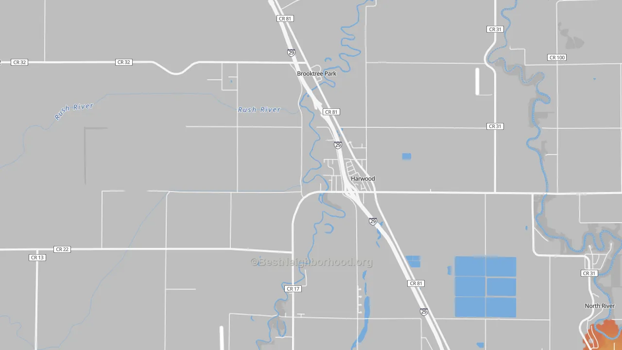 Bike Grade map of Harwood, ND