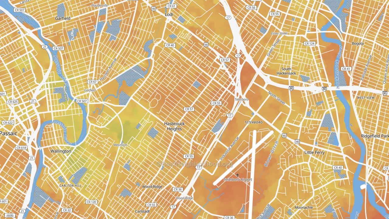 Bike Grade map of Hasbrouck Heights, NJ