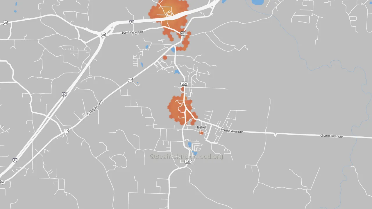 Bike Grade map of Haskell, AR