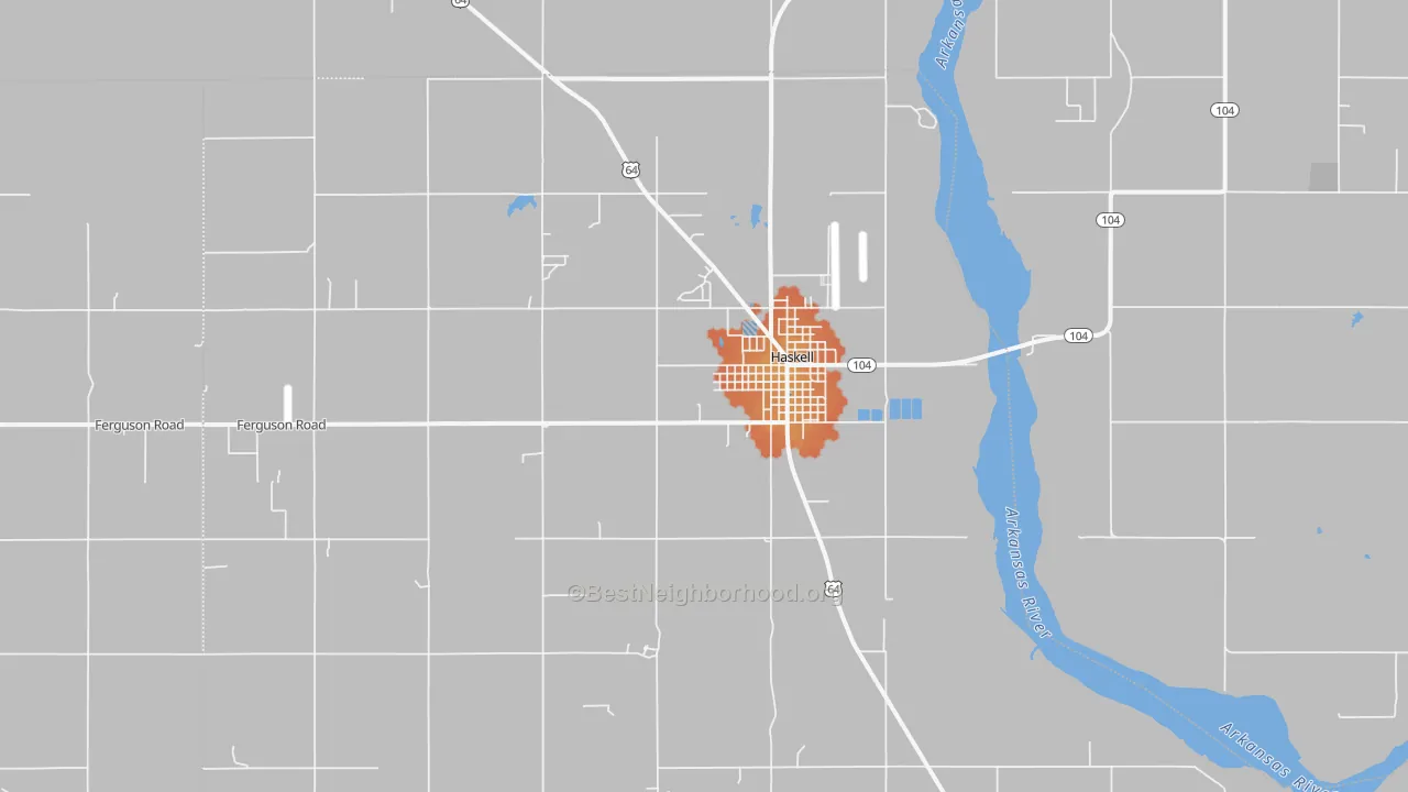 Bike Grade map of Haskell, OK