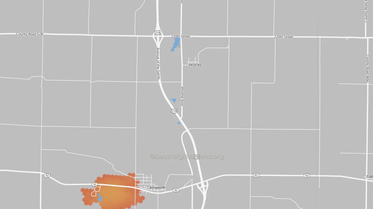 Bike Grade map of Haskins, IA