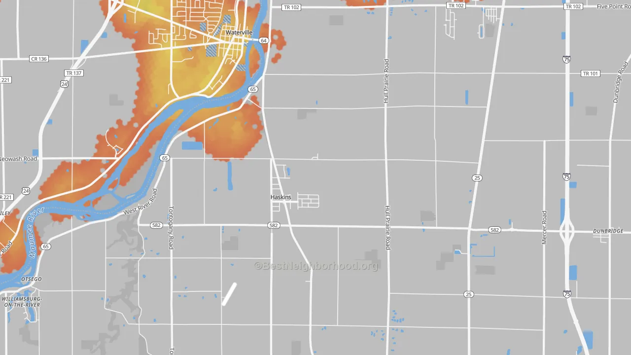 Bike Grade map of Haskins, OH