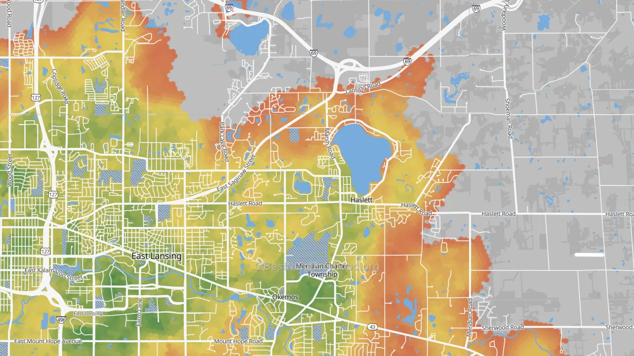 Bike Grade map of Haslett, MI