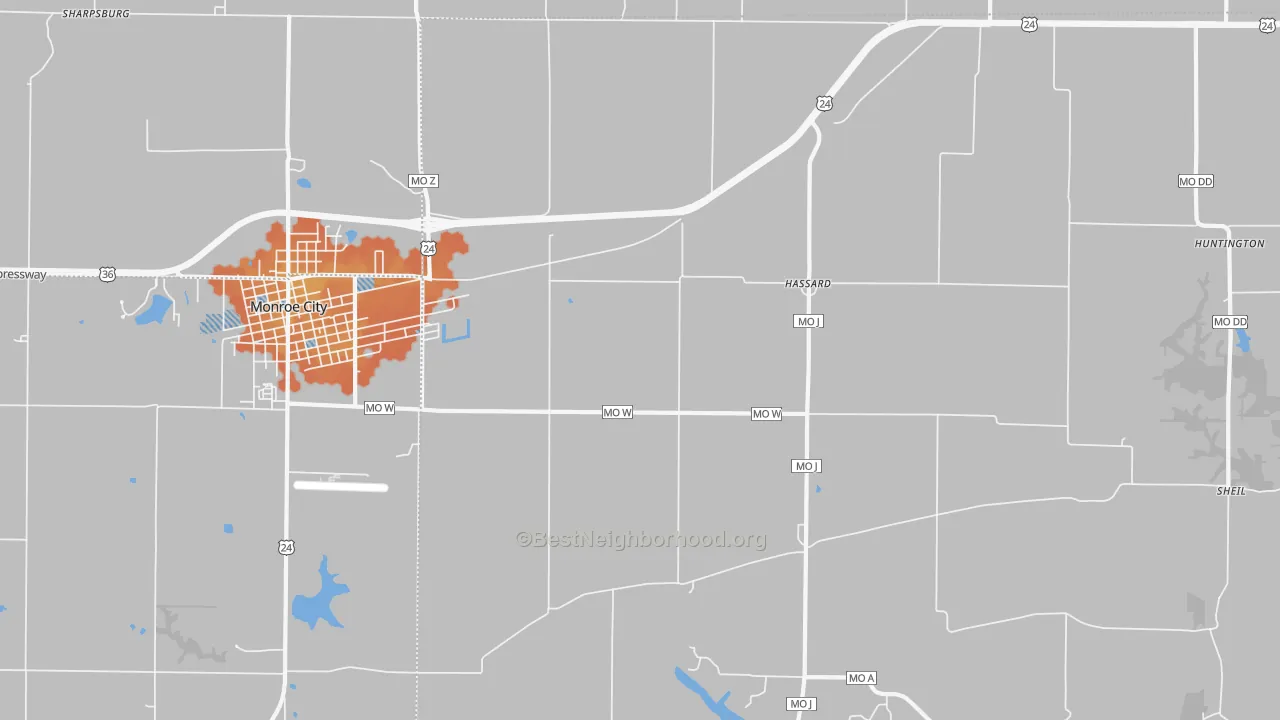 Bike Grade map of Hassard, MO