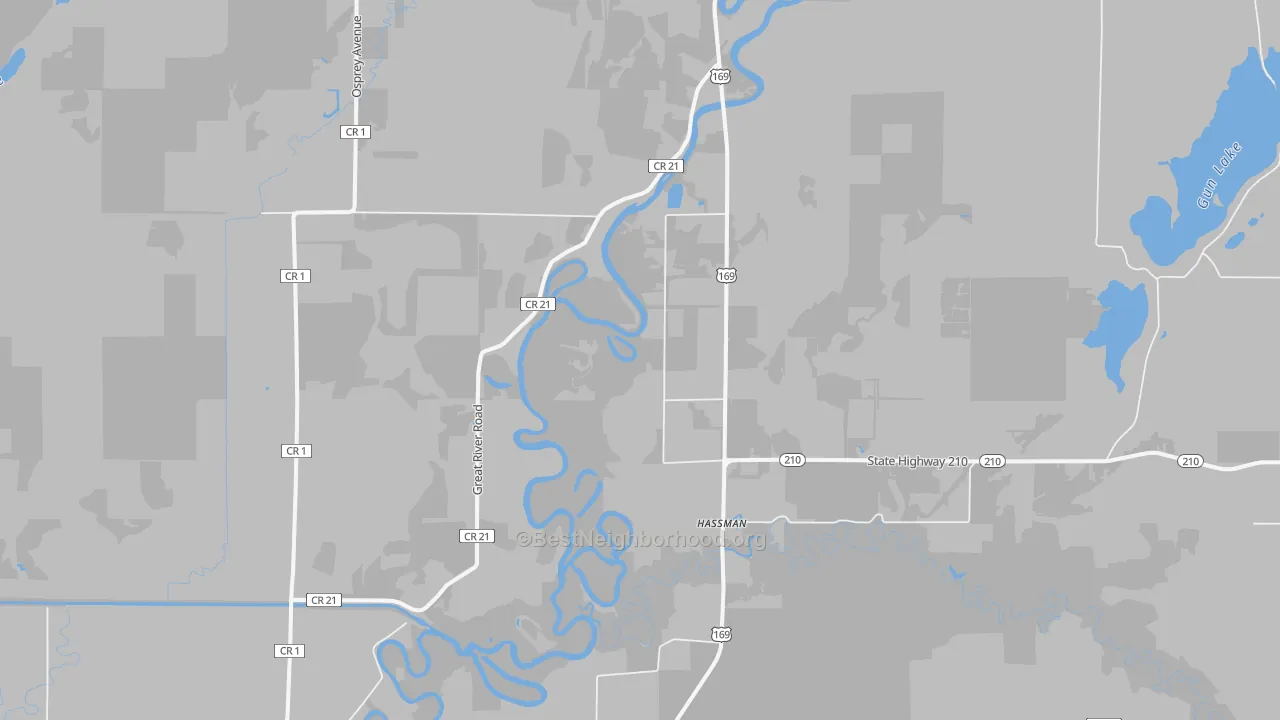 Bike Grade map of Hassman, MN