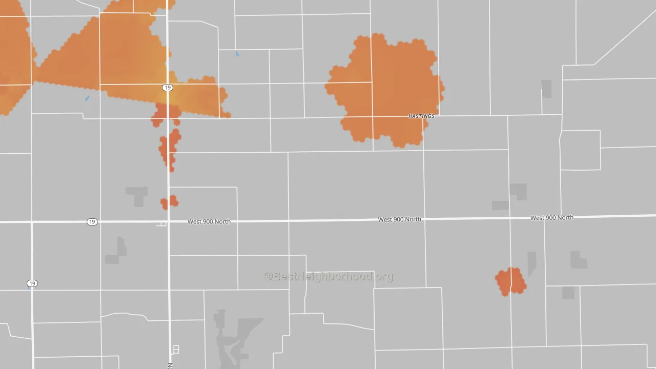 Bike Grade map of Hastings, IN
