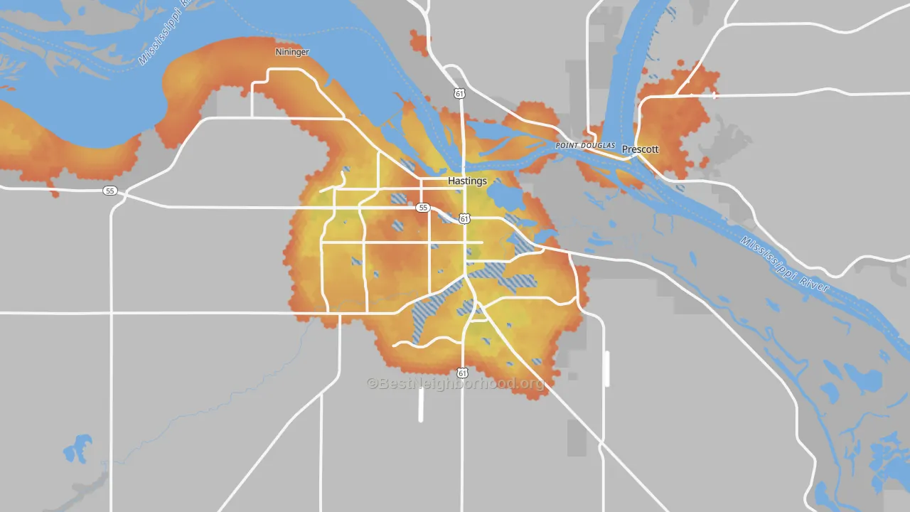 Bike Grade map of Hastings, MN